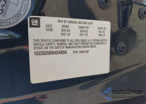 2006 Pontiac G6 Se1 z USA, uszkodzony, nr VIN 1G2ZG558564244554